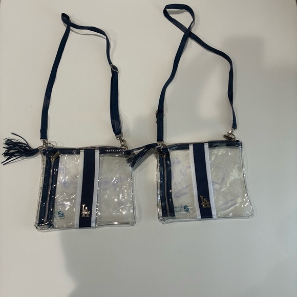 La Dodgers Handbags - Clear and Navy LA Dodgers Crossbody Bag